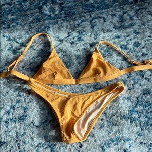 Rhythm Yellow Bikini Swimwear Set (both top and bottom size small)